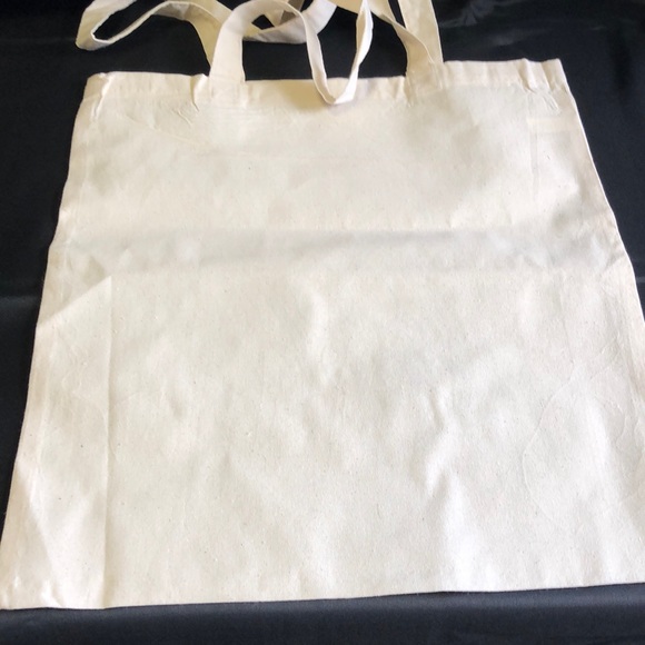 Kiss The Cook Beige Color Canvas Reusable Double Handle Tote Bag - Picture 4 of 5